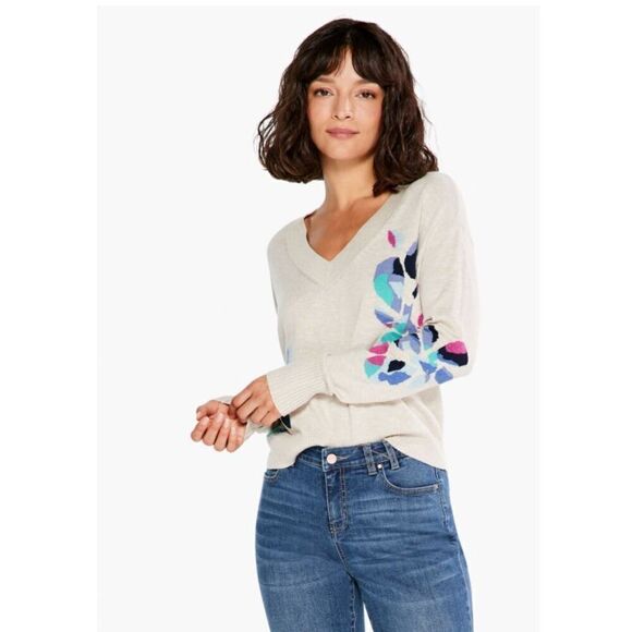 Nic + Zoe BLOOMING SHORT V SWEATER Made in USA - Picture 5 of 5